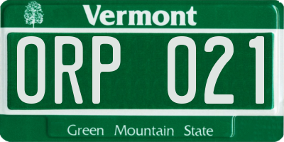 VT license plate ORP021