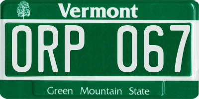 VT license plate ORP067