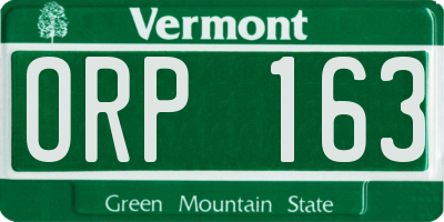 VT license plate ORP163