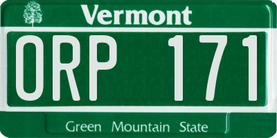 VT license plate ORP171