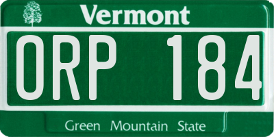 VT license plate ORP184
