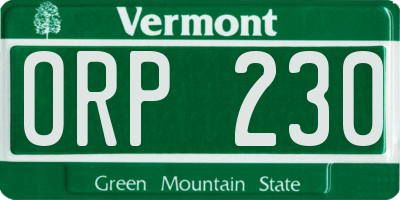 VT license plate ORP230
