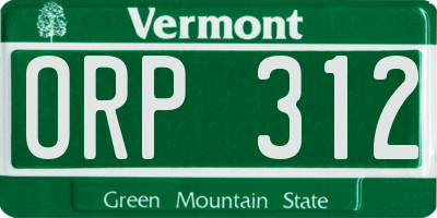 VT license plate ORP312