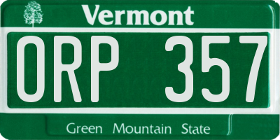 VT license plate ORP357