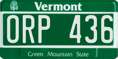 VT license plate ORP436