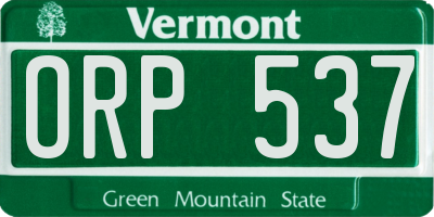 VT license plate ORP537