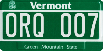 VT license plate ORQ007