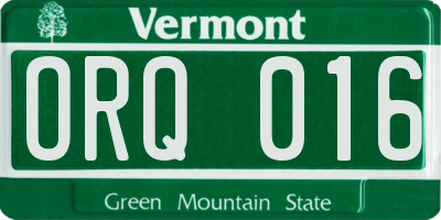 VT license plate ORQ016
