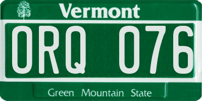 VT license plate ORQ076