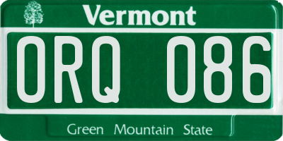 VT license plate ORQ086