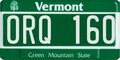 VT license plate ORQ160
