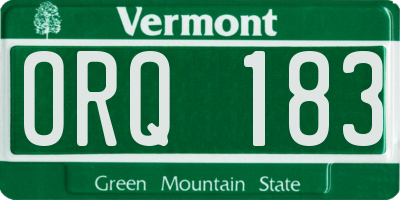 VT license plate ORQ183