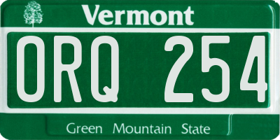 VT license plate ORQ254