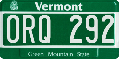 VT license plate ORQ292