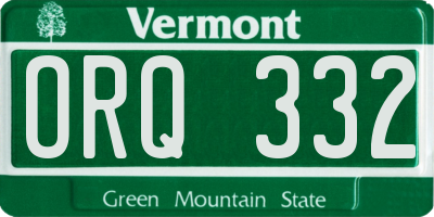 VT license plate ORQ332