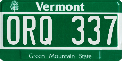 VT license plate ORQ337