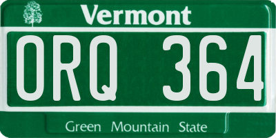 VT license plate ORQ364
