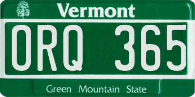 VT license plate ORQ365
