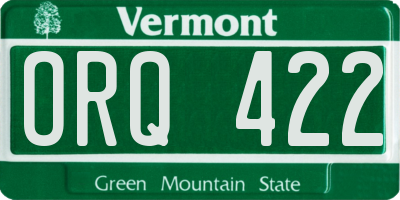VT license plate ORQ422