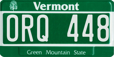 VT license plate ORQ448