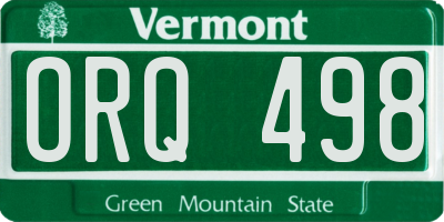 VT license plate ORQ498