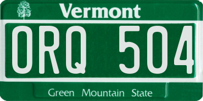 VT license plate ORQ504