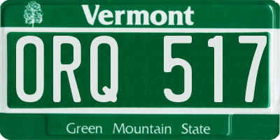 VT license plate ORQ517