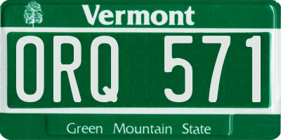 VT license plate ORQ571