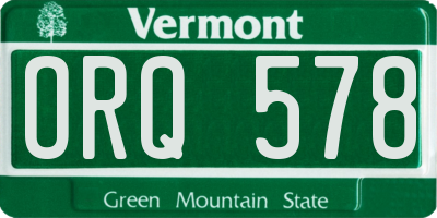 VT license plate ORQ578