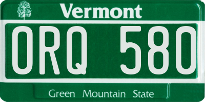 VT license plate ORQ580