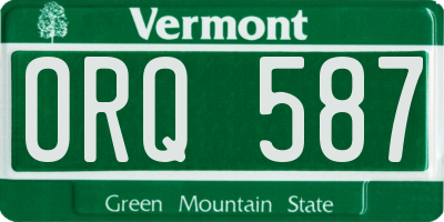 VT license plate ORQ587