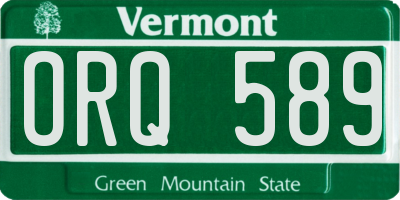 VT license plate ORQ589