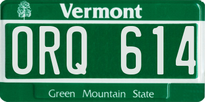 VT license plate ORQ614