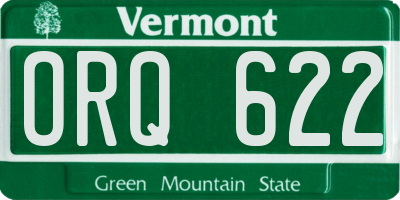 VT license plate ORQ622