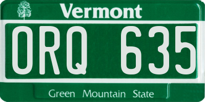 VT license plate ORQ635