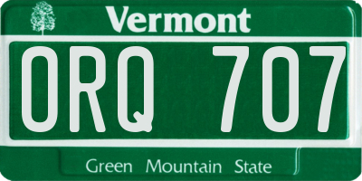 VT license plate ORQ707