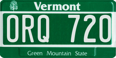 VT license plate ORQ720