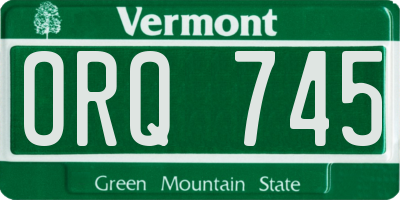 VT license plate ORQ745