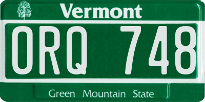 VT license plate ORQ748