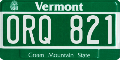 VT license plate ORQ821