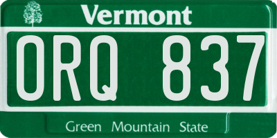 VT license plate ORQ837