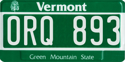 VT license plate ORQ893