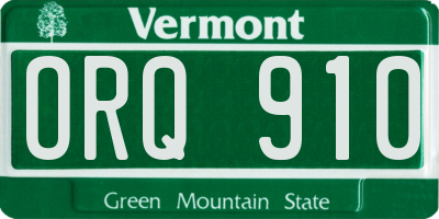 VT license plate ORQ910