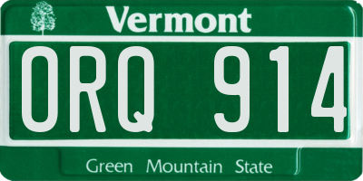 VT license plate ORQ914