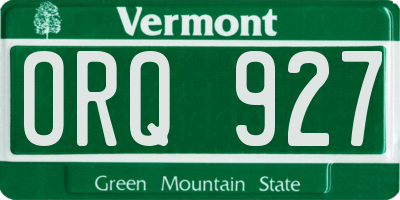 VT license plate ORQ927