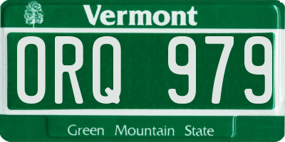 VT license plate ORQ979
