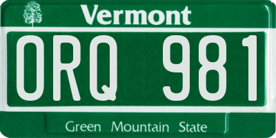 VT license plate ORQ981