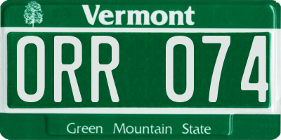 VT license plate ORR074