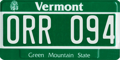 VT license plate ORR094