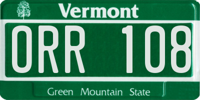 VT license plate ORR108